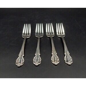 International Silverplate Waverly Salad Dessert Forks 6-1/2 Inch Set of 4